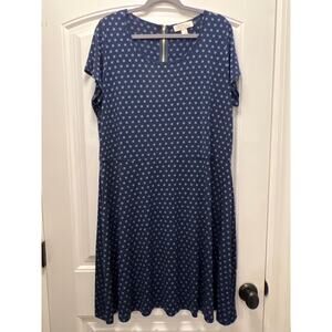 Michael Kors Women’s Scoop Neck Polka Dot Short Sleeve Shift Dress Size 2X Blue